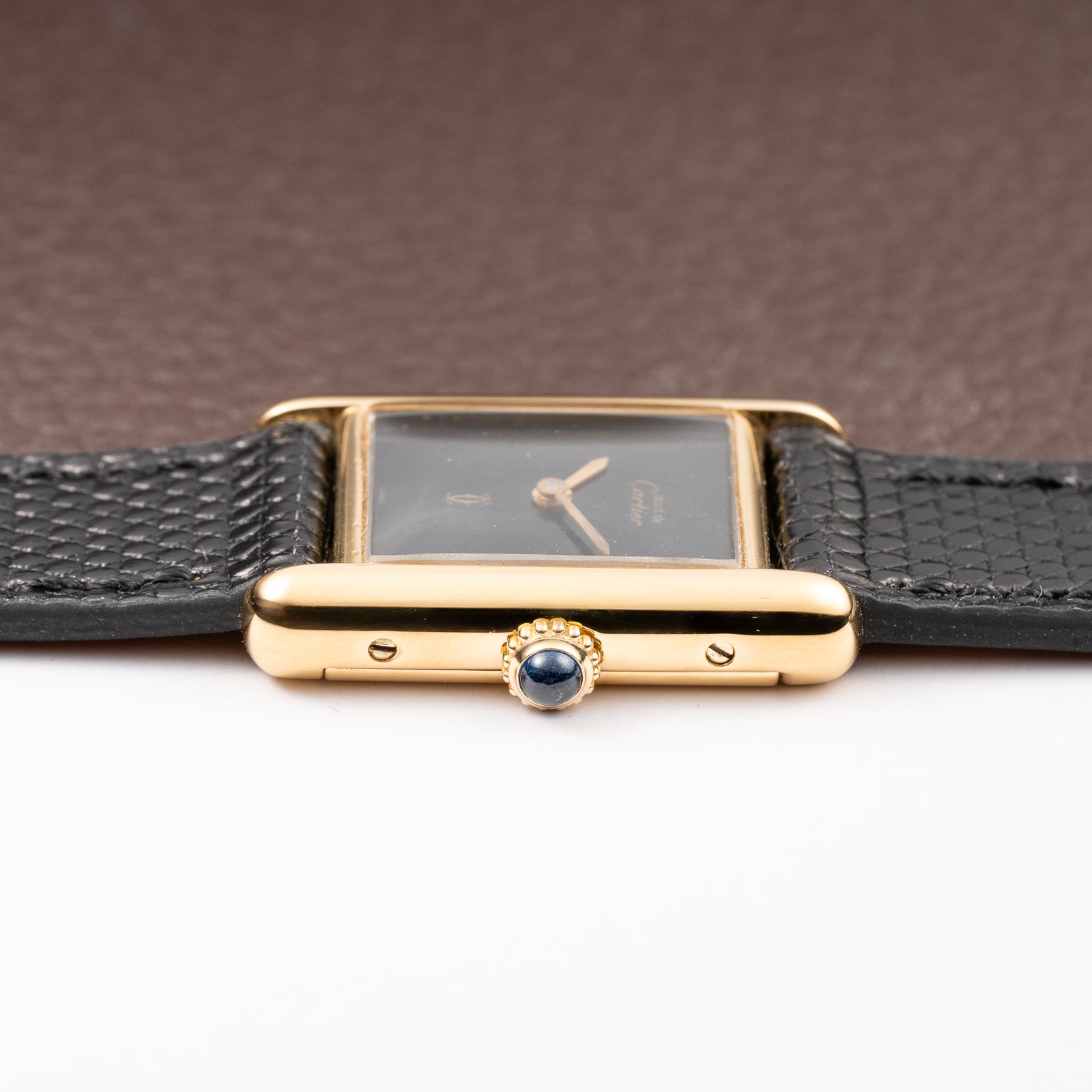 Cartier Tank Must de Black 'Onyx' Dial Vermeil PM Full Set from 1980