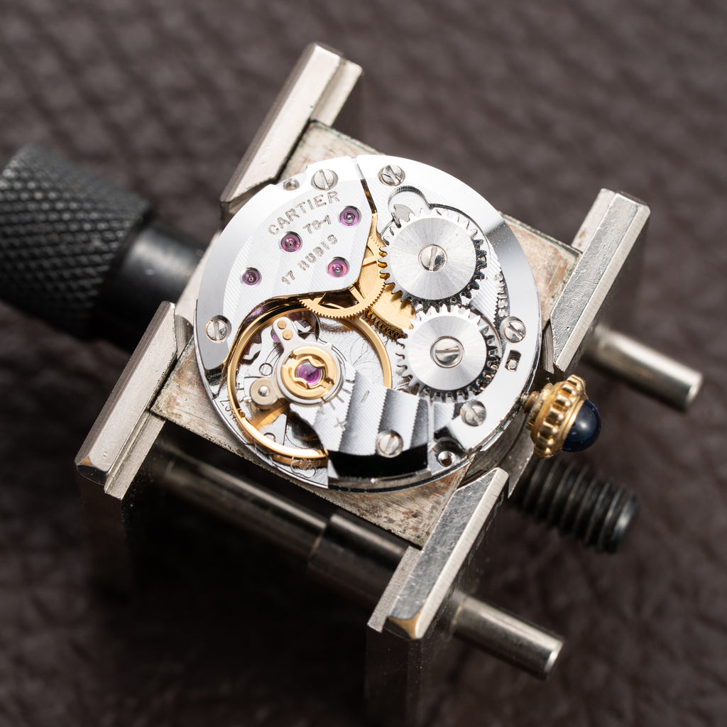 Cartier Tank Must de Black Dial Vermeil PM Full Set from 1997