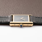 Cartier Tank Must de Black Dial Vermeil PM Full Set from 1997