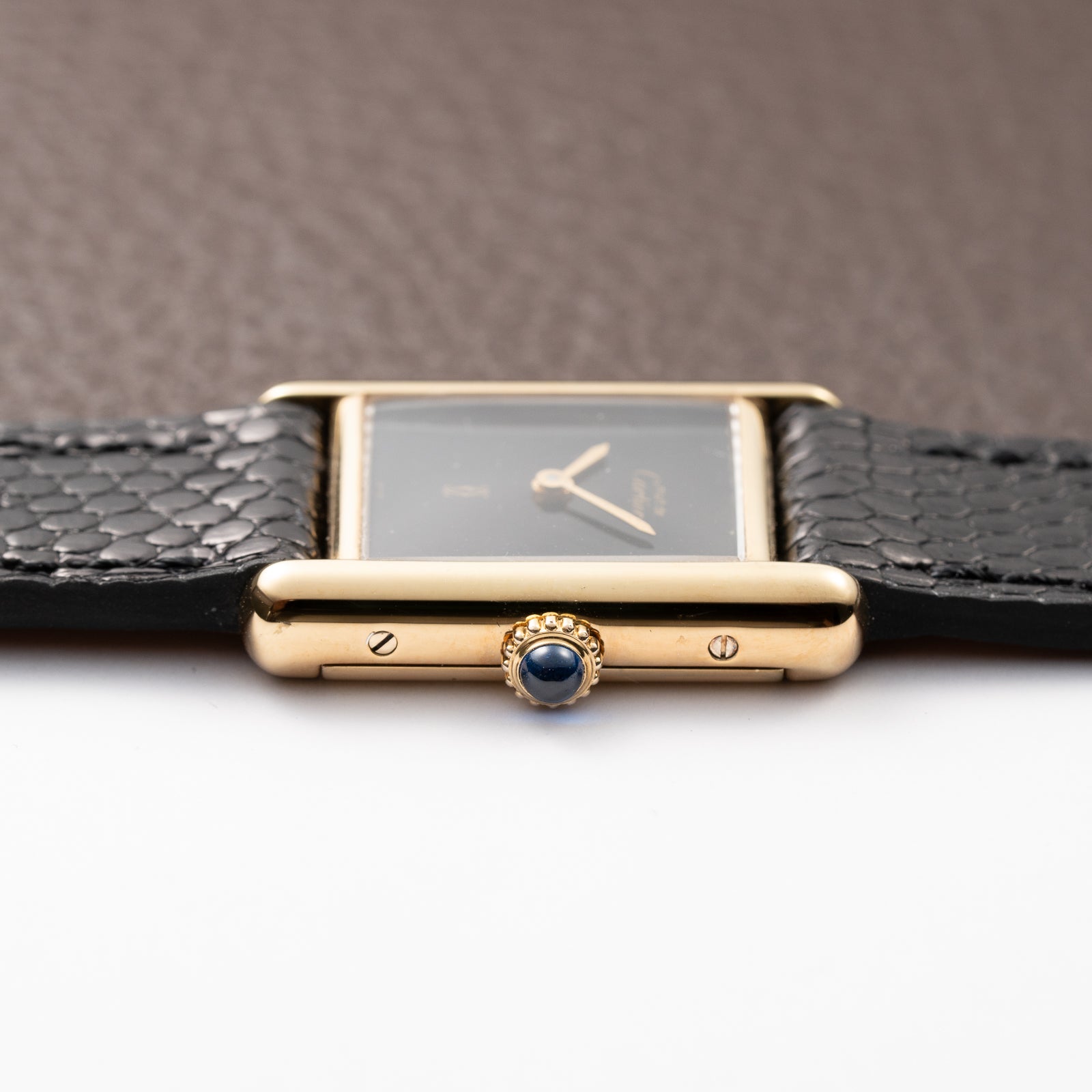 Cartier Tank Must de Black Dial Vermeil PM Full Set from 1997