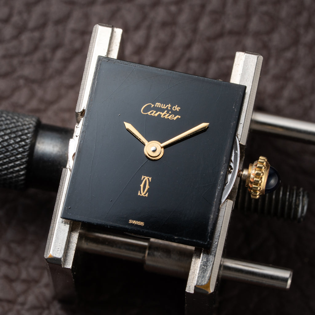 Cartier Tank Must de Vermeil Black 'onyx' Dial PM 1980s