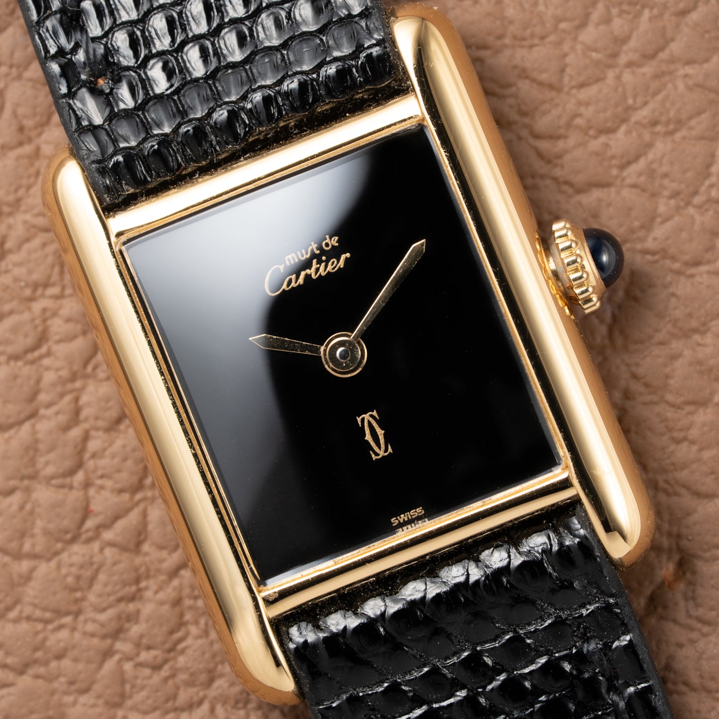 Cartier Tank Must de Vermeil Black 'onyx' Dial PM 1980s