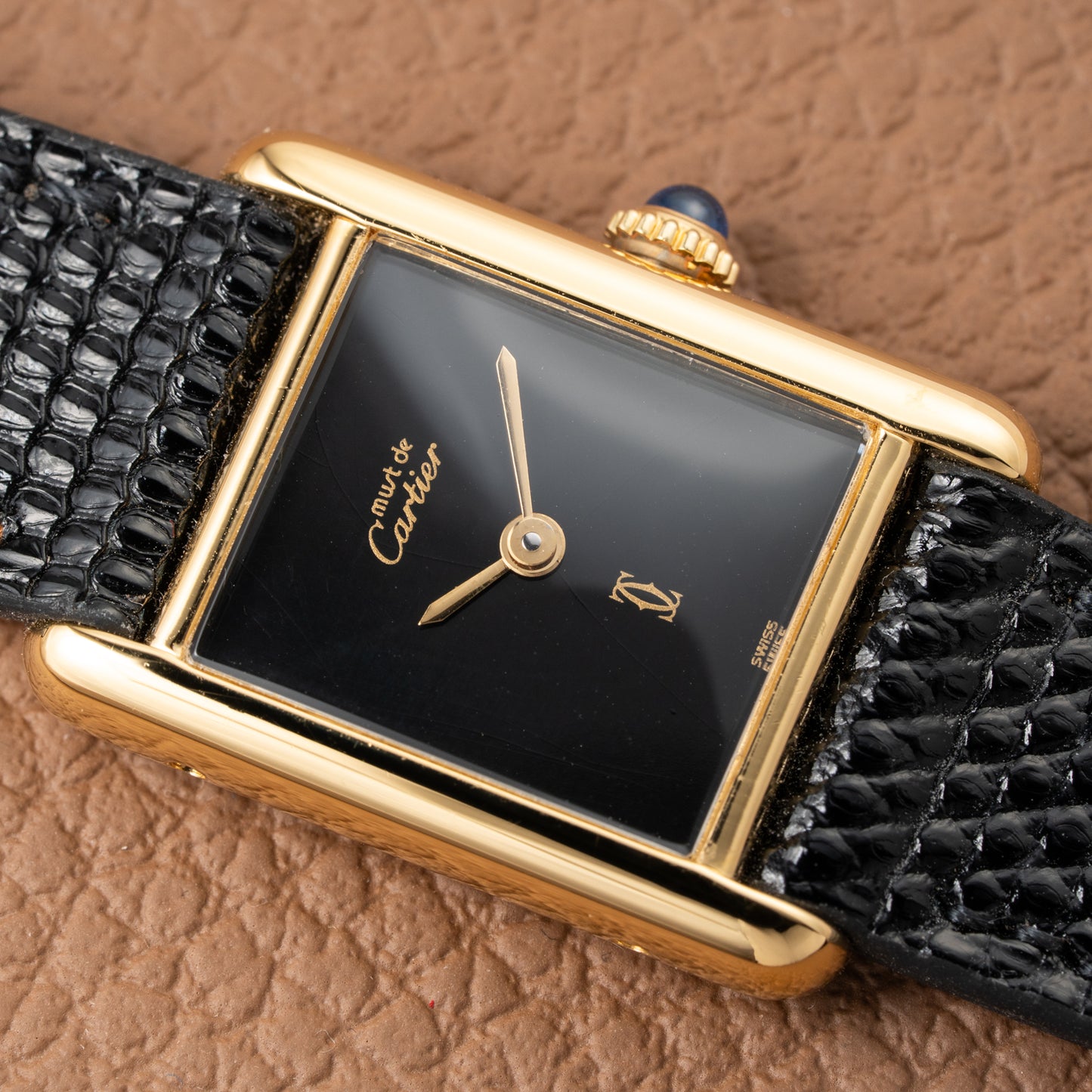 Cartier Tank Must de Vermeil Black 'onyx' Dial PM 1980s