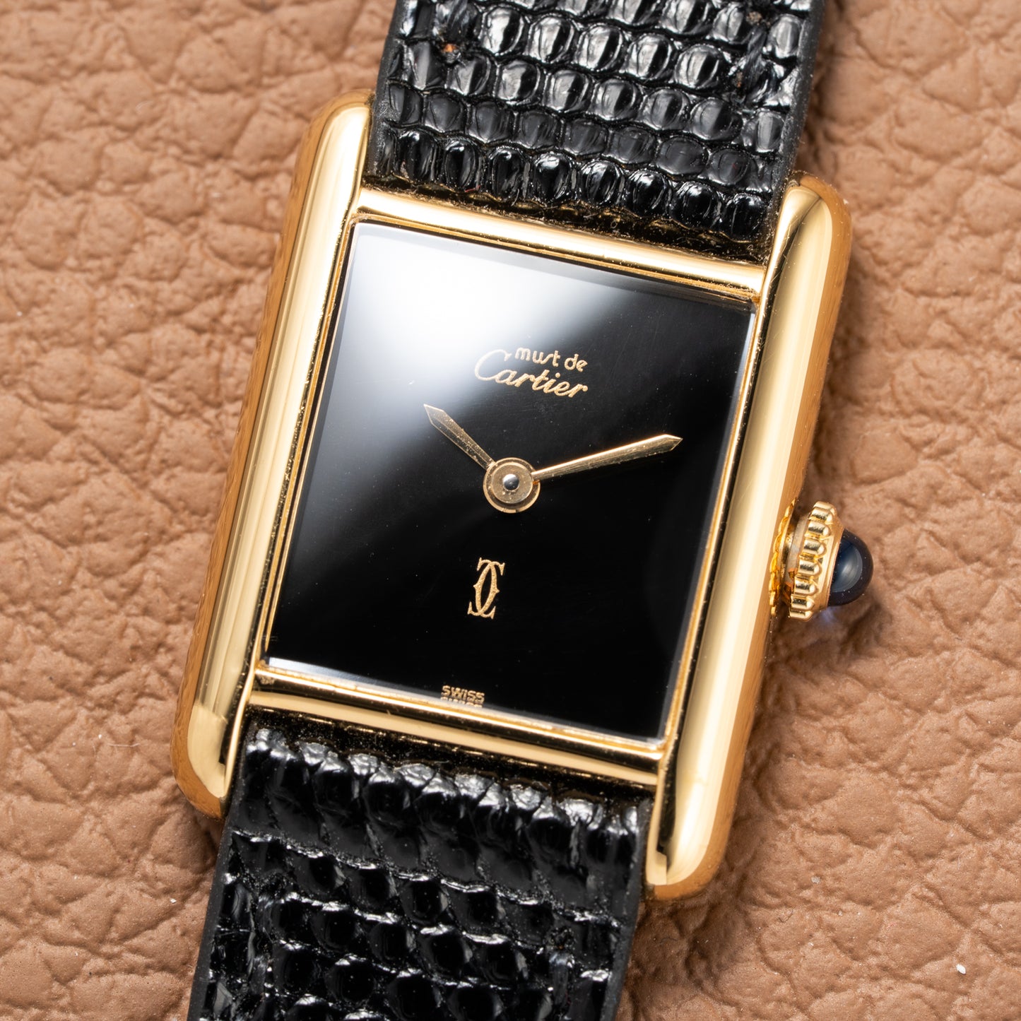 Cartier Tank Must de Vermeil Black 'onyx' Dial PM 1980s