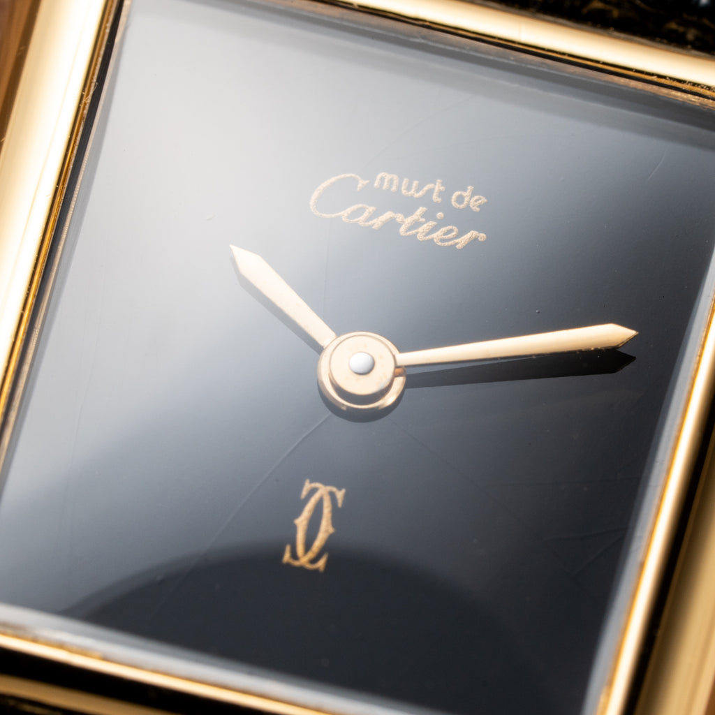 Cartier Tank Must de Vermeil Black 'onyx' Dial PM 1980s