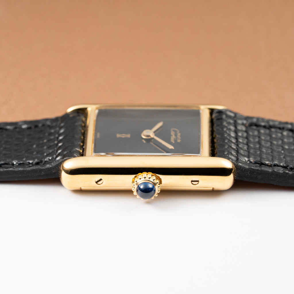 Cartier Tank Must de Vermeil Black 'onyx' Dial PM 1980s