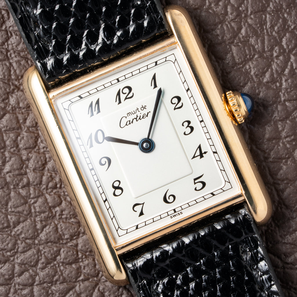 Cartier Tank Must de Rare Breguet Numerals Dial Vermeil Ref 590005 From 1990s