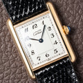 Cartier Tank Must de Rare Breguet Numerals Dial Vermeil Ref 590005 From 1990s