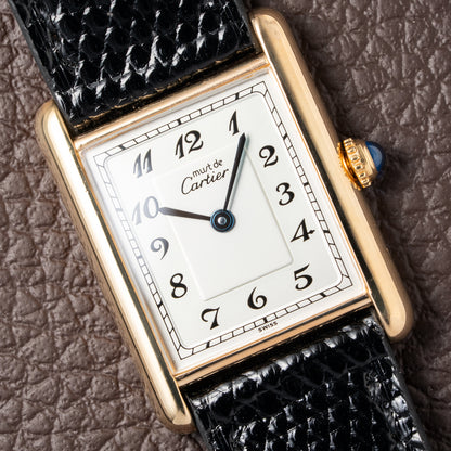 Cartier Tank Must de Rare Breguet Numerals Dial Vermeil Ref 590005 From 1990s