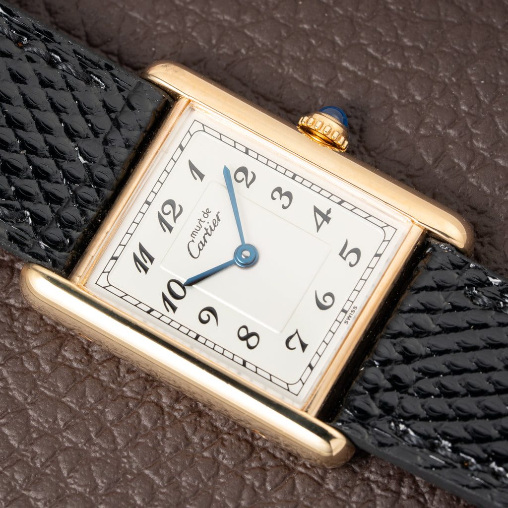 Cartier Tank Must de Rare Breguet Numerals Dial Vermeil Ref 590005 From 1990s