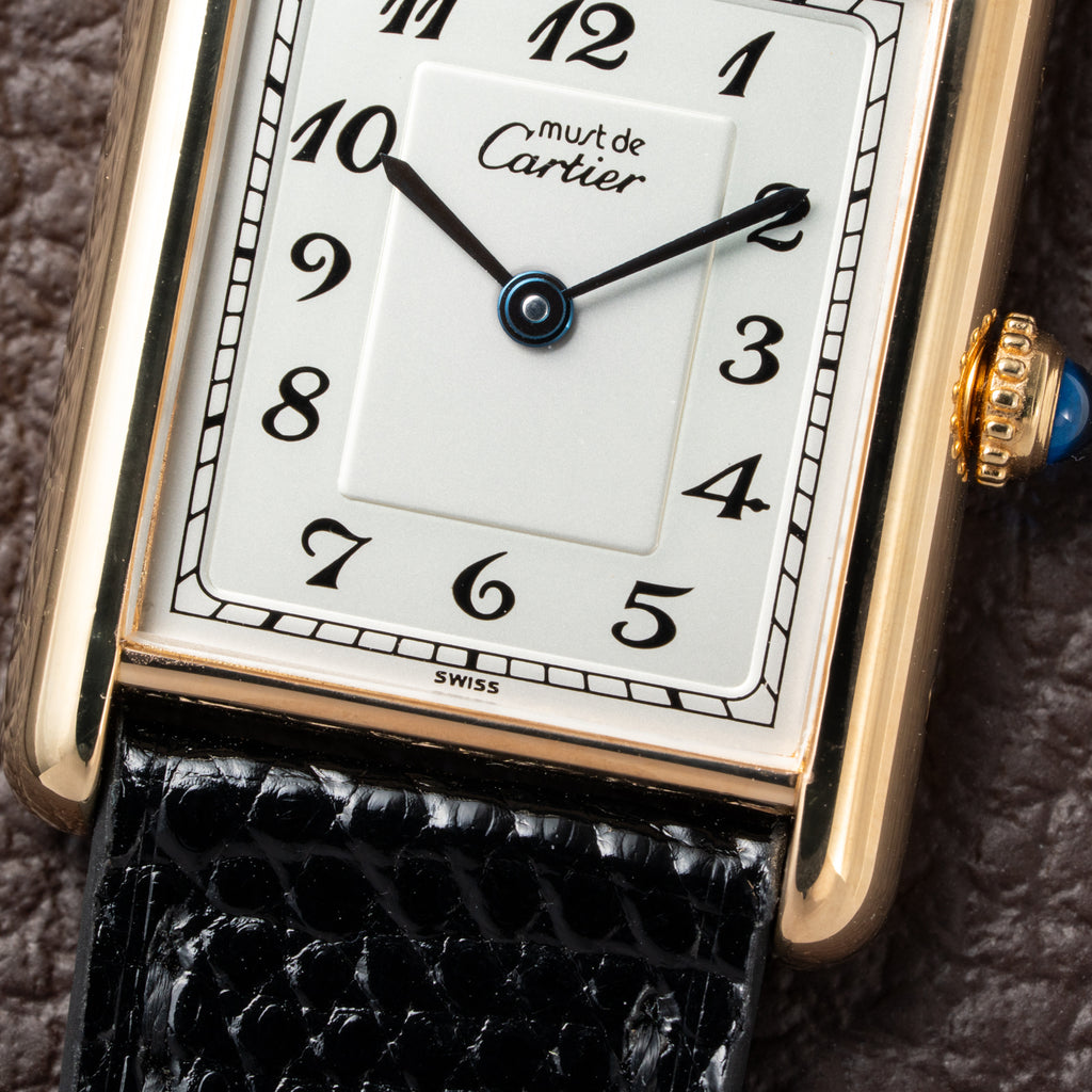 Cartier Tank Must de Rare Breguet Numerals Dial Vermeil Ref 590005 From 1990s