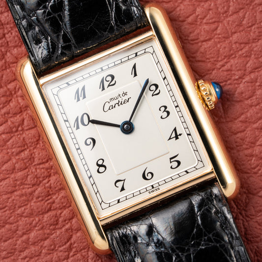 Cartier Tank Must de Rare Breguet Numerals Dial Vermeil Ref 590005 From 1990s