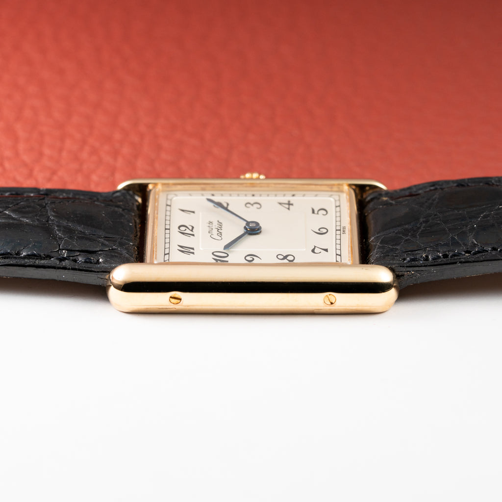 Cartier Tank Must de Rare Breguet Numerals Dial Vermeil Ref 590005 From 1990s