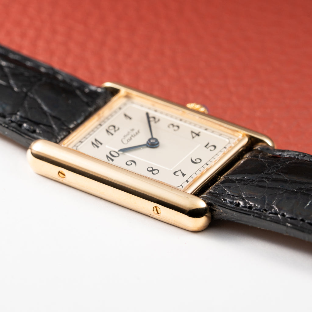Cartier Tank Must de Rare Breguet Numerals Dial Vermeil Ref 590005 From 1990s