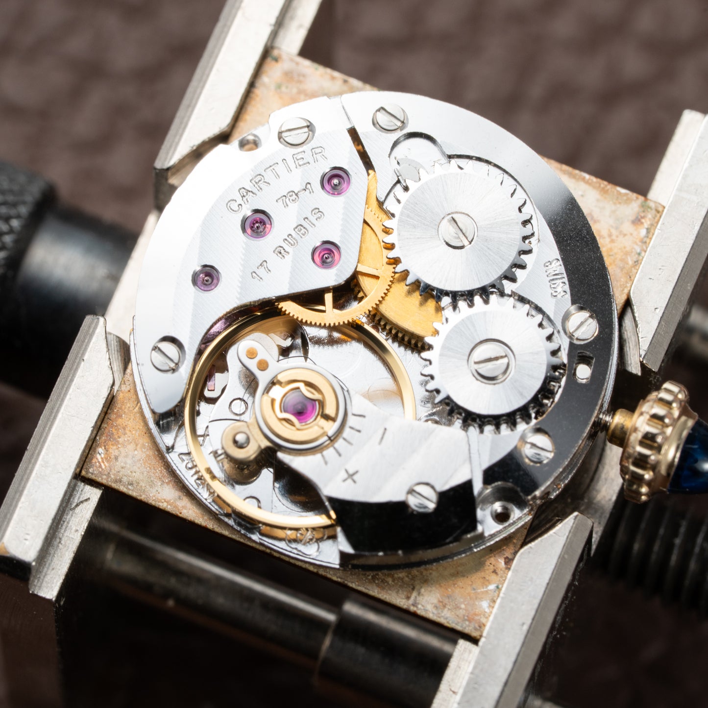 Cartier Tank Must de Vermeil ‘Turtle Shell’ Brown Wood Chocolate Dial PM 1980s