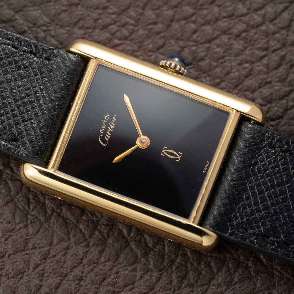Cartier Tank Must de Vermeil Black Onyx Dial GM From 1980s