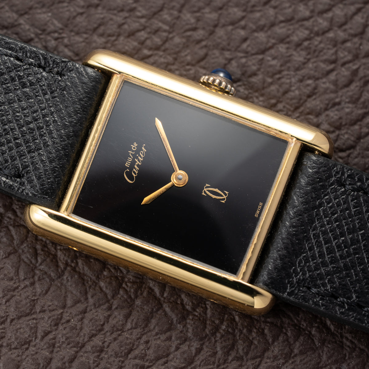 Cartier Tank Must de Vermeil Black Onyx Dial GM From 1980s