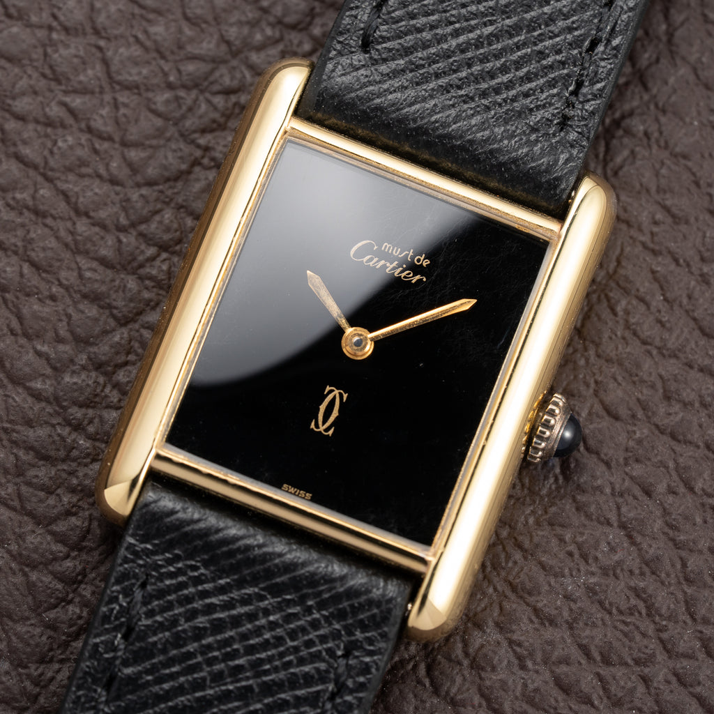 Cartier Tank Must de Vermeil Black Onyx Dial GM From 1980s