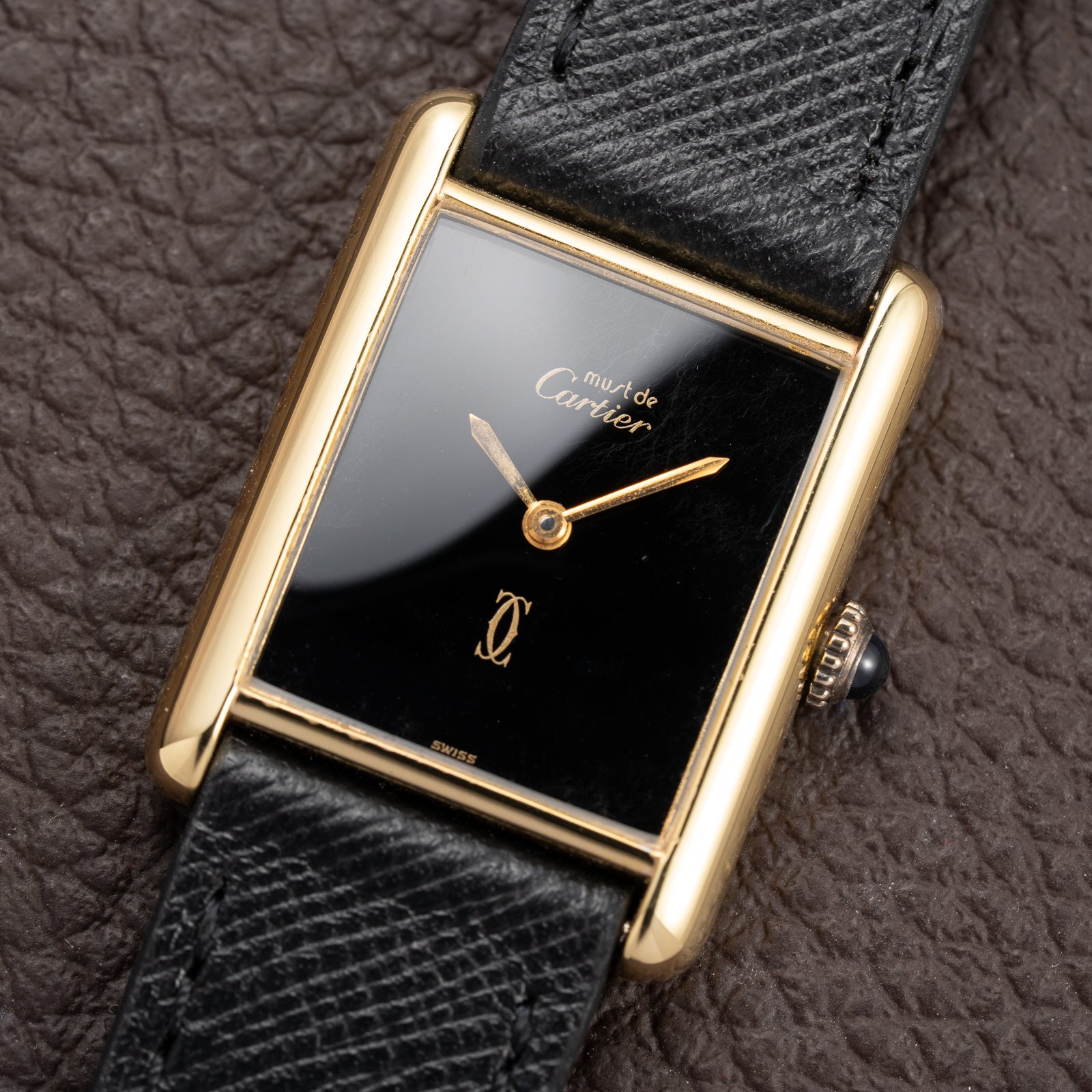Cartier Tank Must de Vermeil Black Onyx Dial GM From 1980s