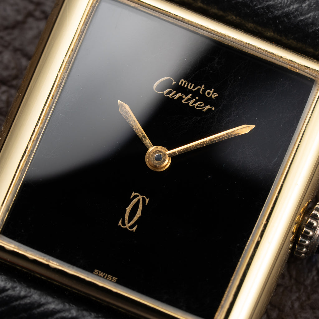 Cartier Tank Must de Vermeil Black Onyx Dial GM From 1980s