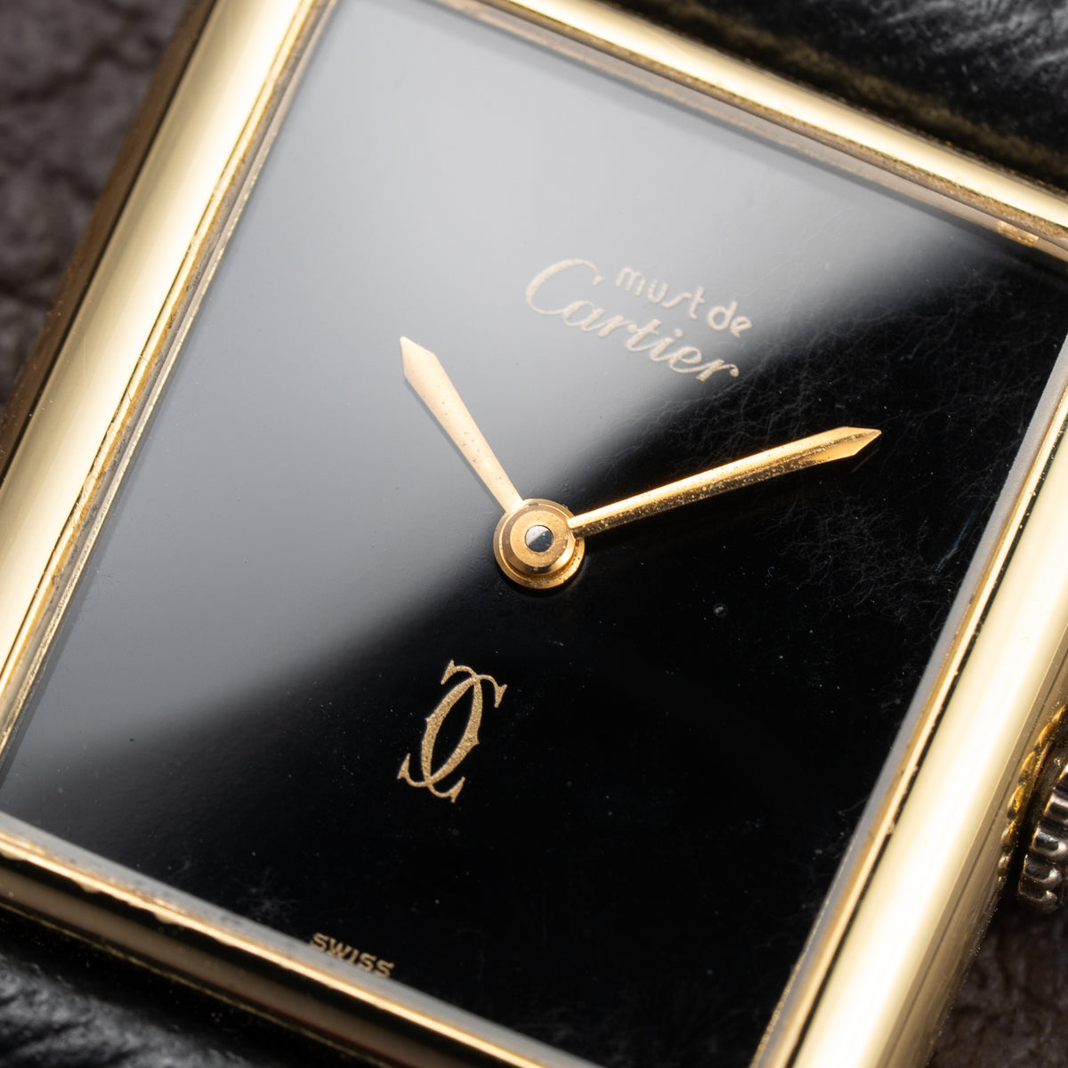 Cartier Tank Must de Vermeil Black Onyx Dial GM From 1980s