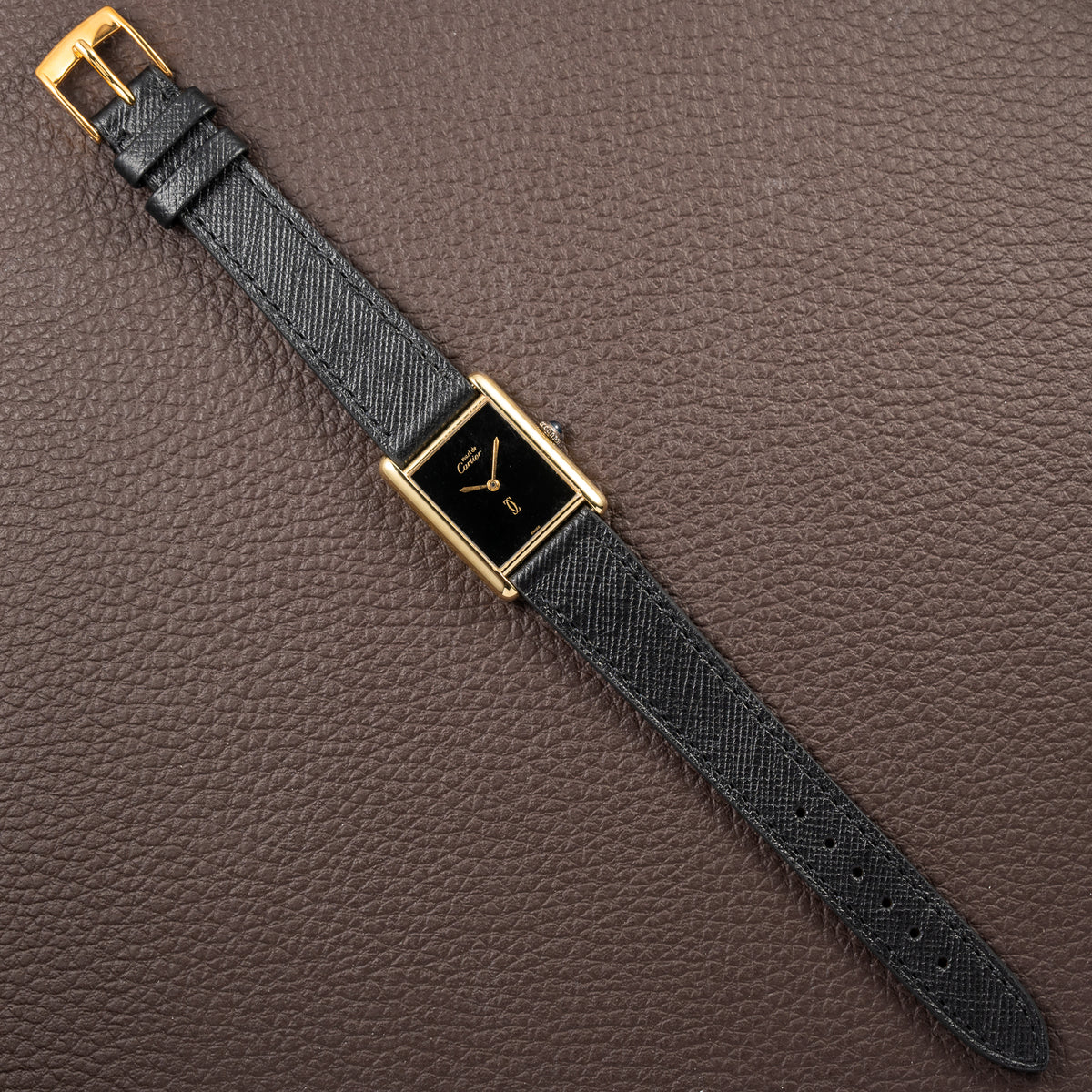 Cartier Tank Must de Vermeil Black Onyx Dial GM From 1980s
