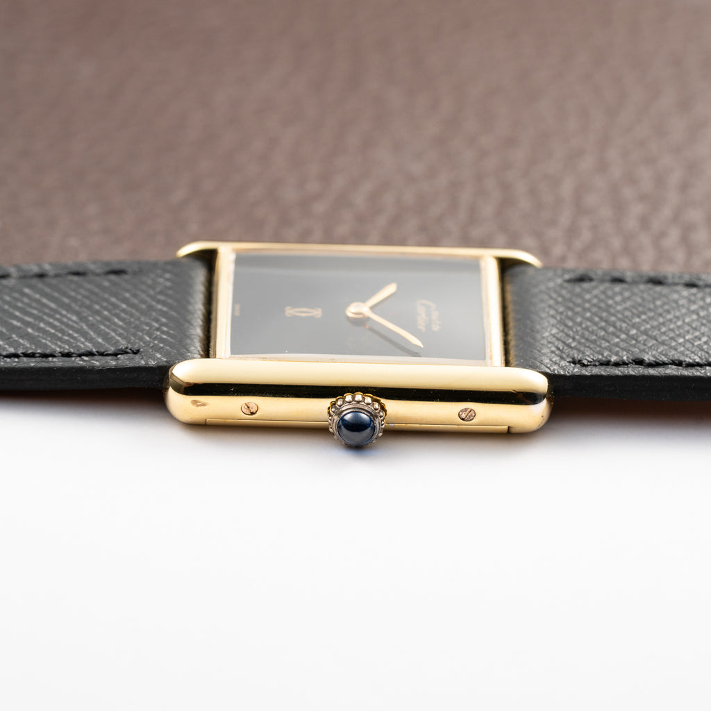 Cartier Tank Must de Vermeil Black Onyx Dial GM From 1980s