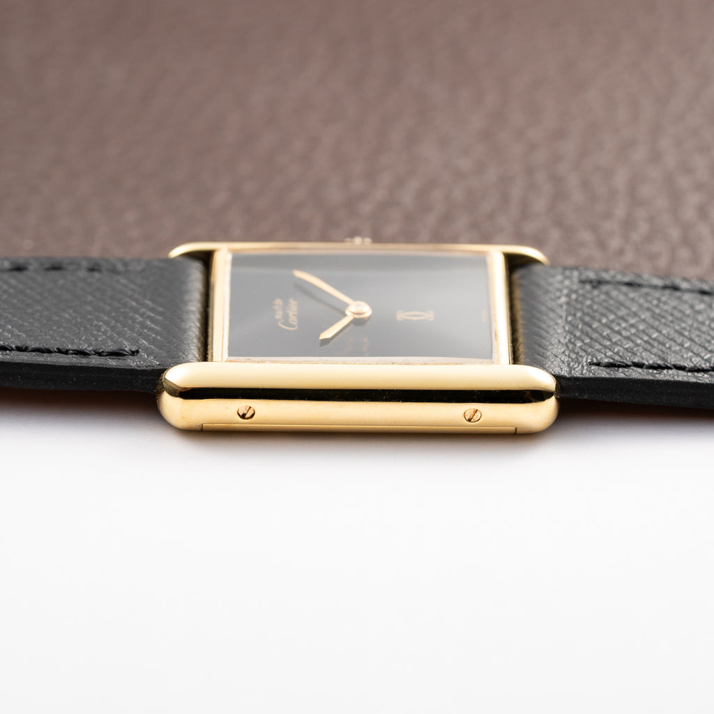 Cartier Tank Must de Vermeil Black Onyx Dial GM From 1980s
