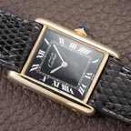 Cartier Tank Must de Black Roman Vermeil GM from 1980s