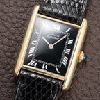Cartier Tank Must de Black Roman Vermeil GM from 1980s