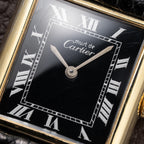 Cartier Tank Must de Black Roman Vermeil GM from 1980s