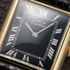 Cartier Tank Must de Black Roman Vermeil GM from 1980s