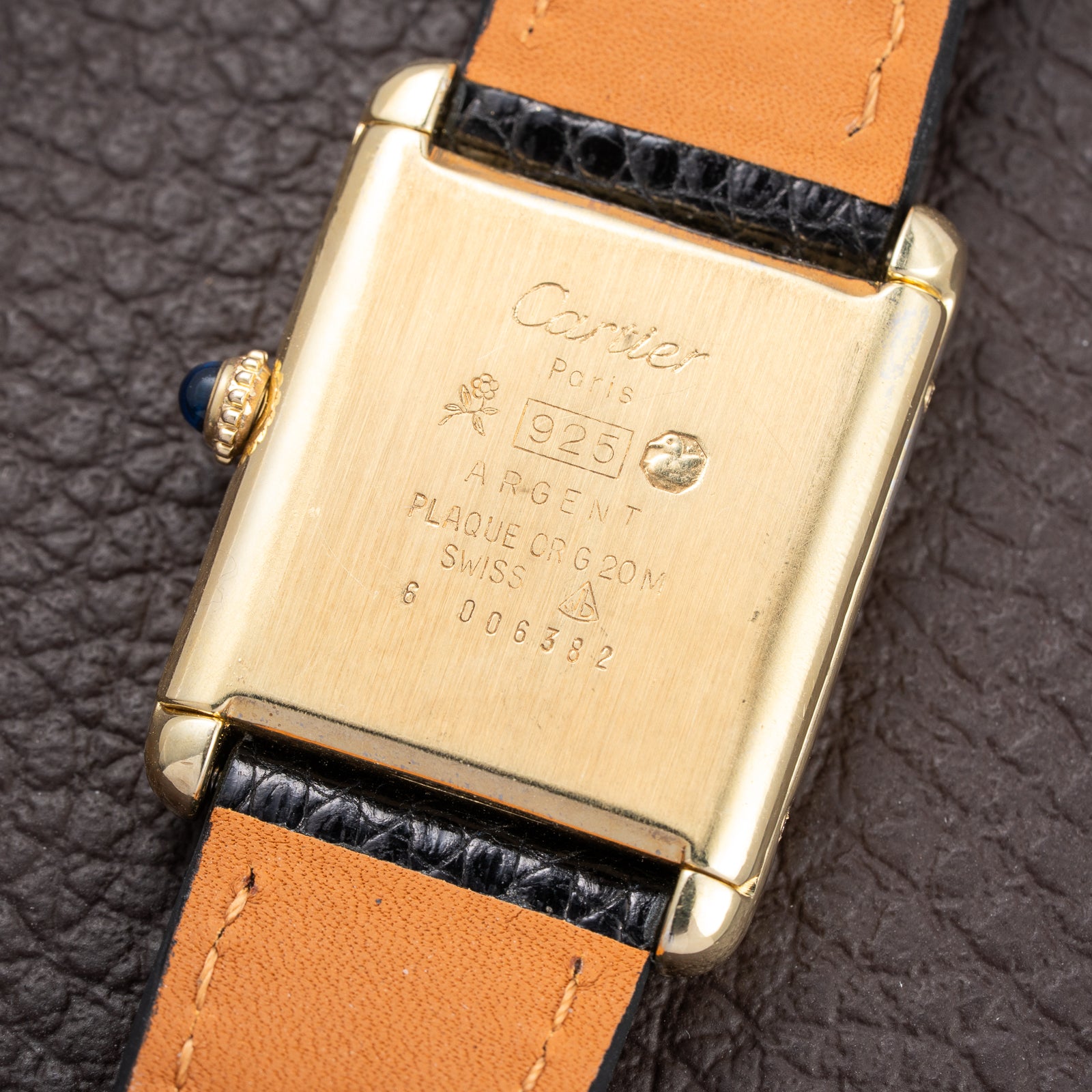 Cartier Tank Must de Black Roman Vermeil GM from 1980s