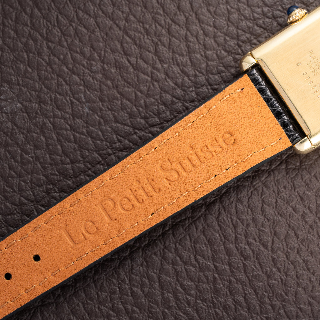 Cartier Tank Must de Black Roman Vermeil GM from 1980s