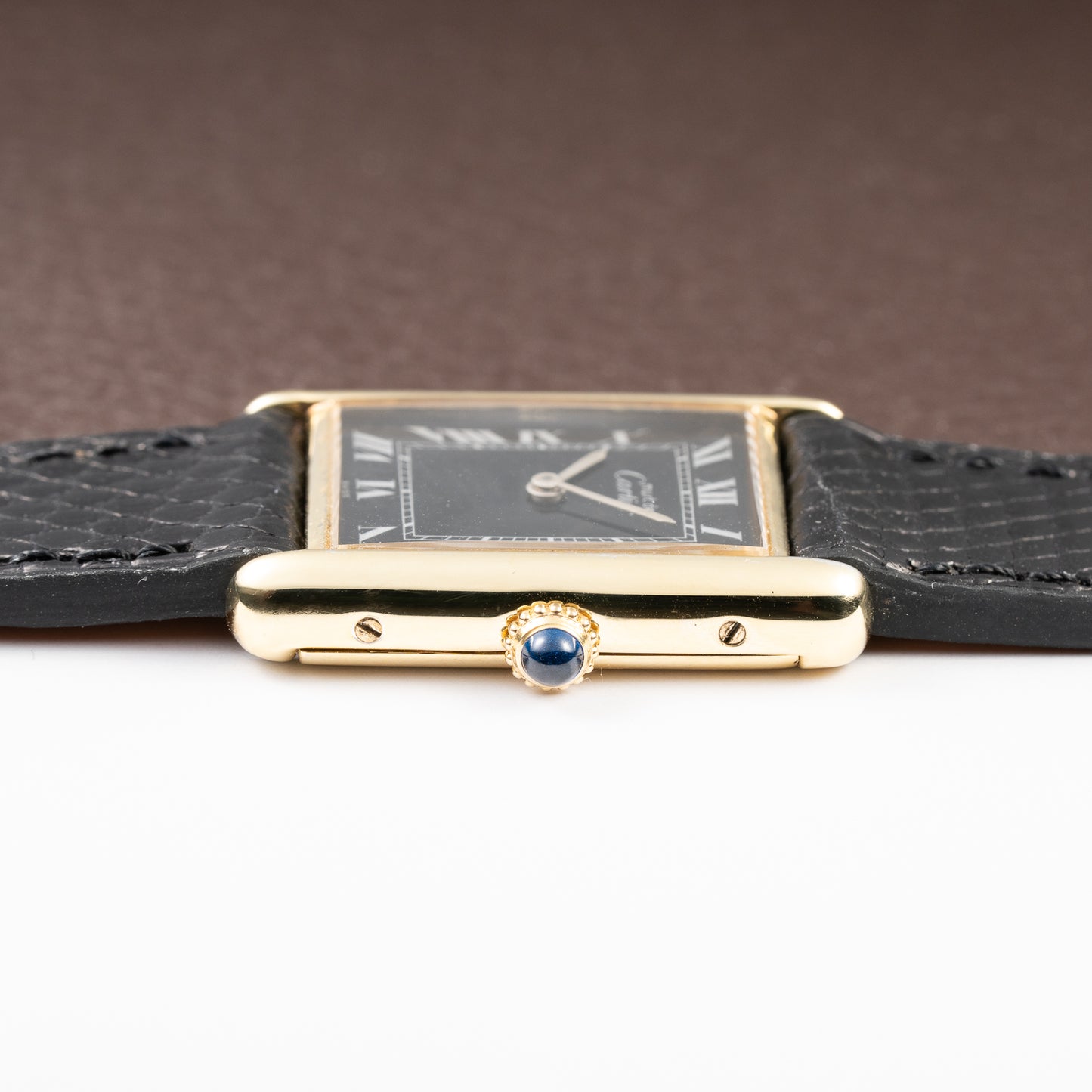 Cartier Tank Must de Black Roman Vermeil GM from 1980s