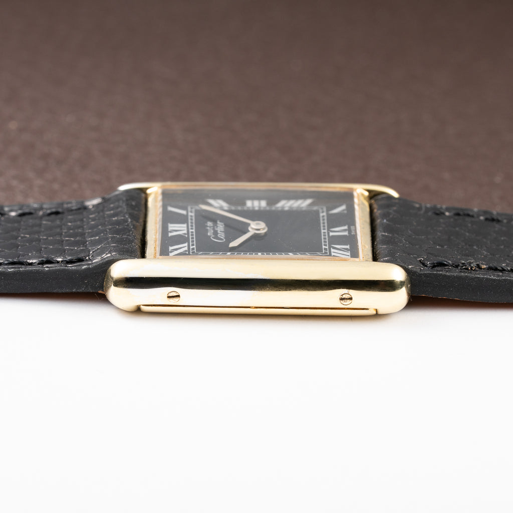 Cartier Tank Must de Black Roman Vermeil GM from 1980s