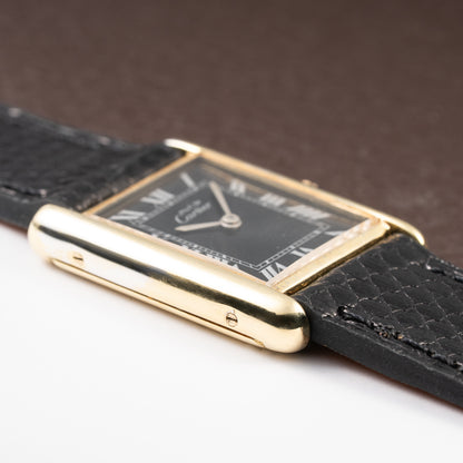 Cartier Tank Must de Black Roman Vermeil GM from 1980s
