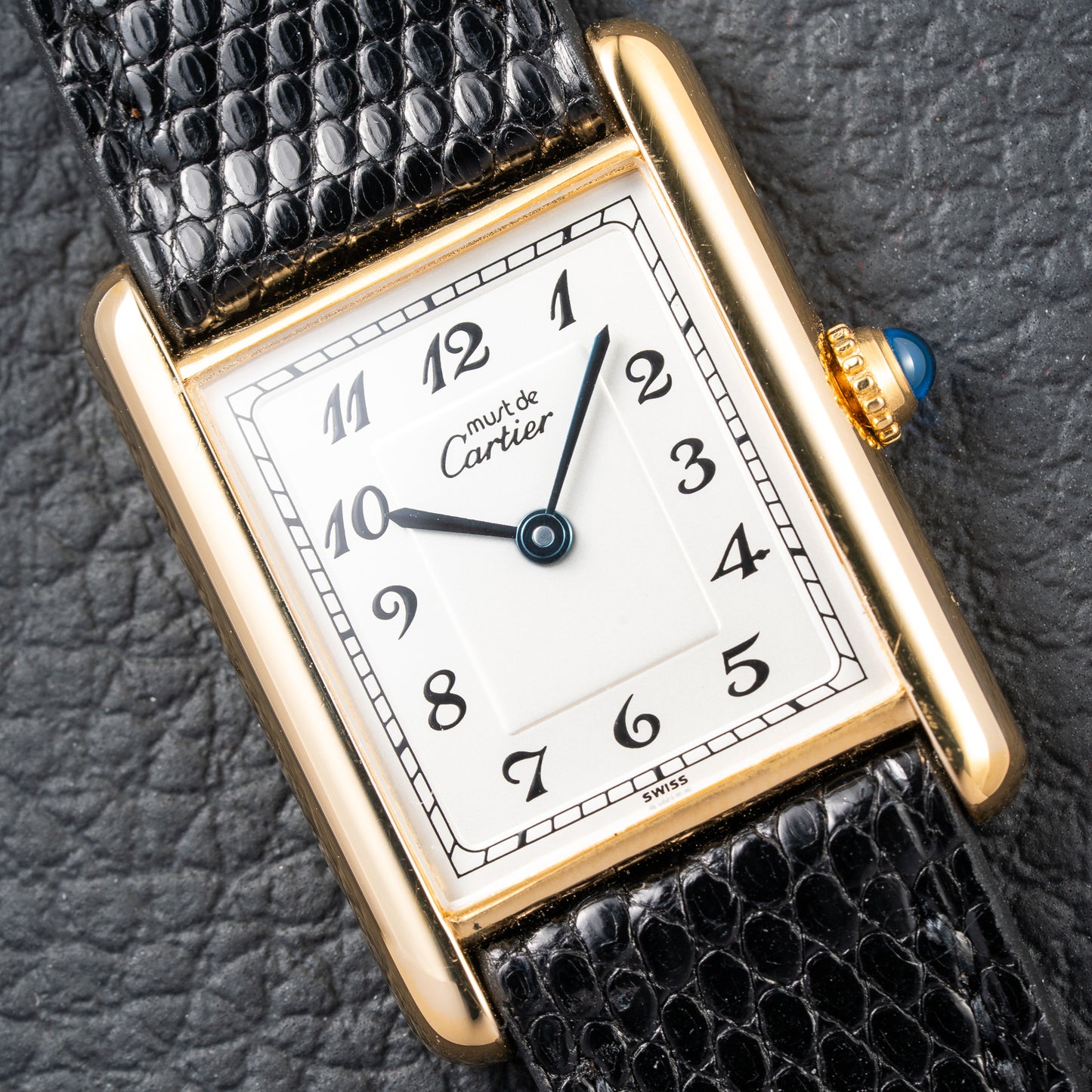 Cartier Tank Must de Rare Breguet Numerals Dial Vermeil Ref 590005 From 1990s