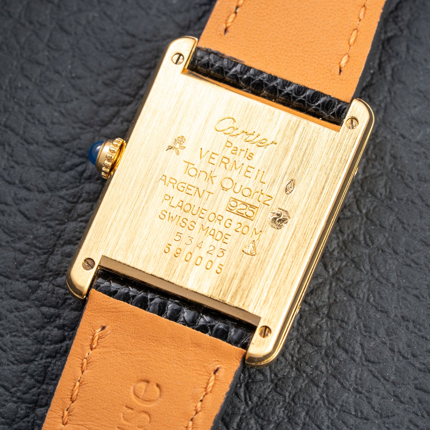 Cartier Tank Must de Rare Breguet Numerals Dial Vermeil Ref 590005 From 1990s