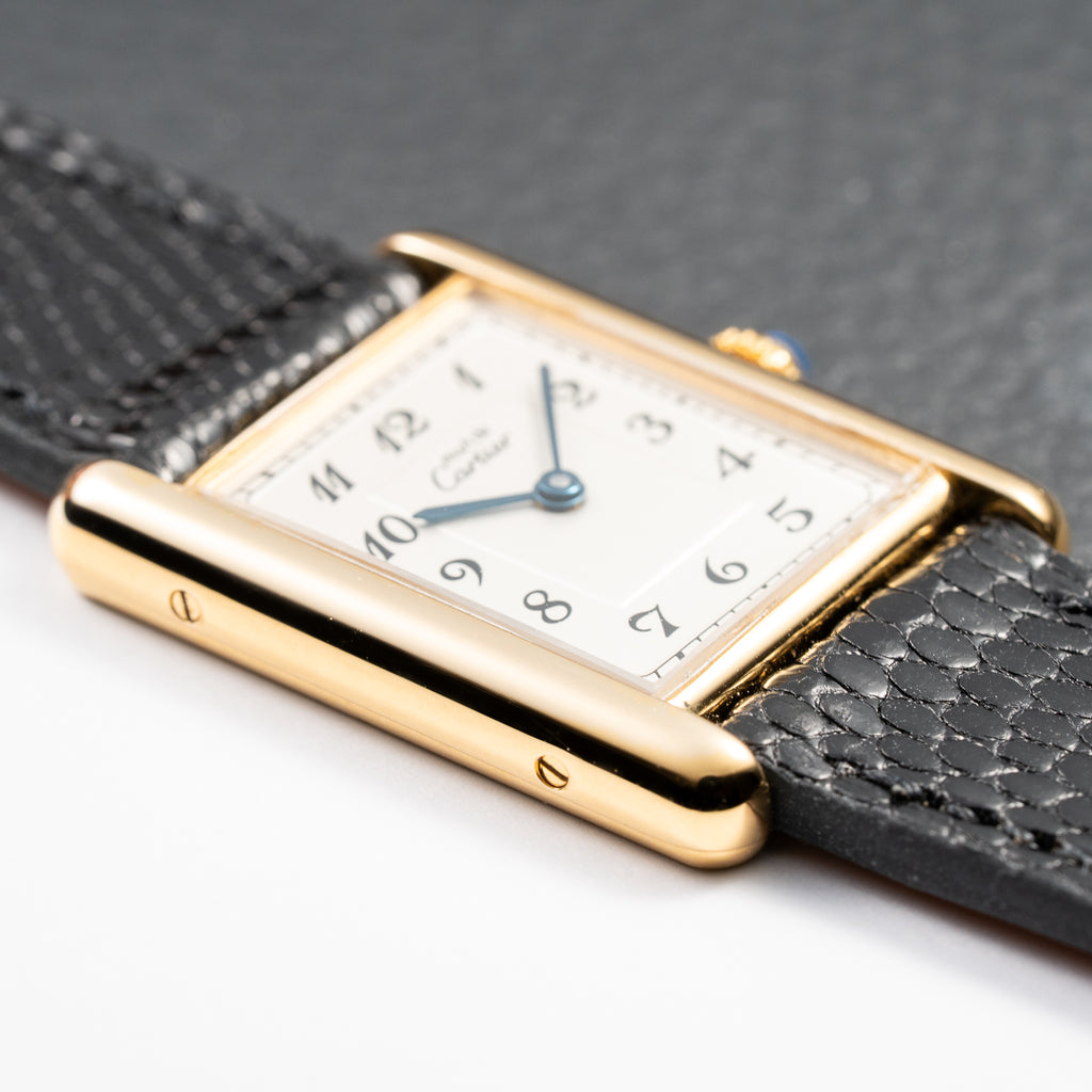 Cartier Tank Must de Rare Breguet Numerals Dial Vermeil Ref 590005 From 1990s