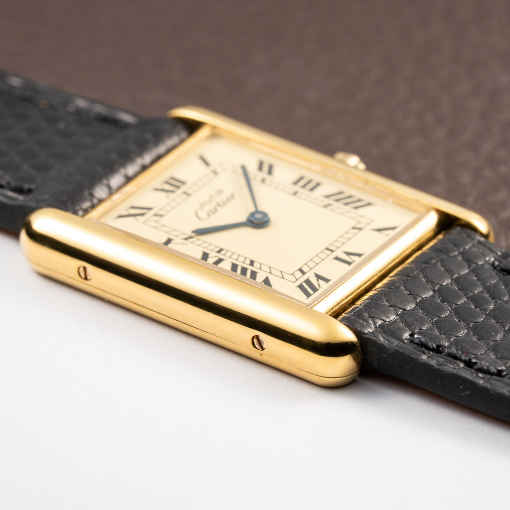 Cartier Tank Must de Lemon Roman Dial Vermeil With Cartier Service 2026 2y Warranty Ref 6 81006 from 1980s