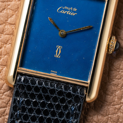 Cartier Tank Must de Lapis Lazuli Dial Vermeil GM 1980s