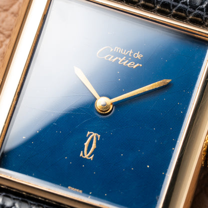 Cartier Tank Must de Lapis Lazuli Dial Vermeil GM 1980s