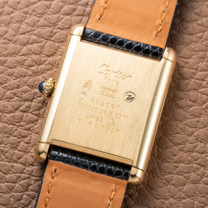 Cartier Tank Must de Lapis Lazuli Dial Vermeil GM 1980s
