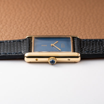 Cartier Tank Must de Lapis Lazuli Dial Vermeil GM 1980s