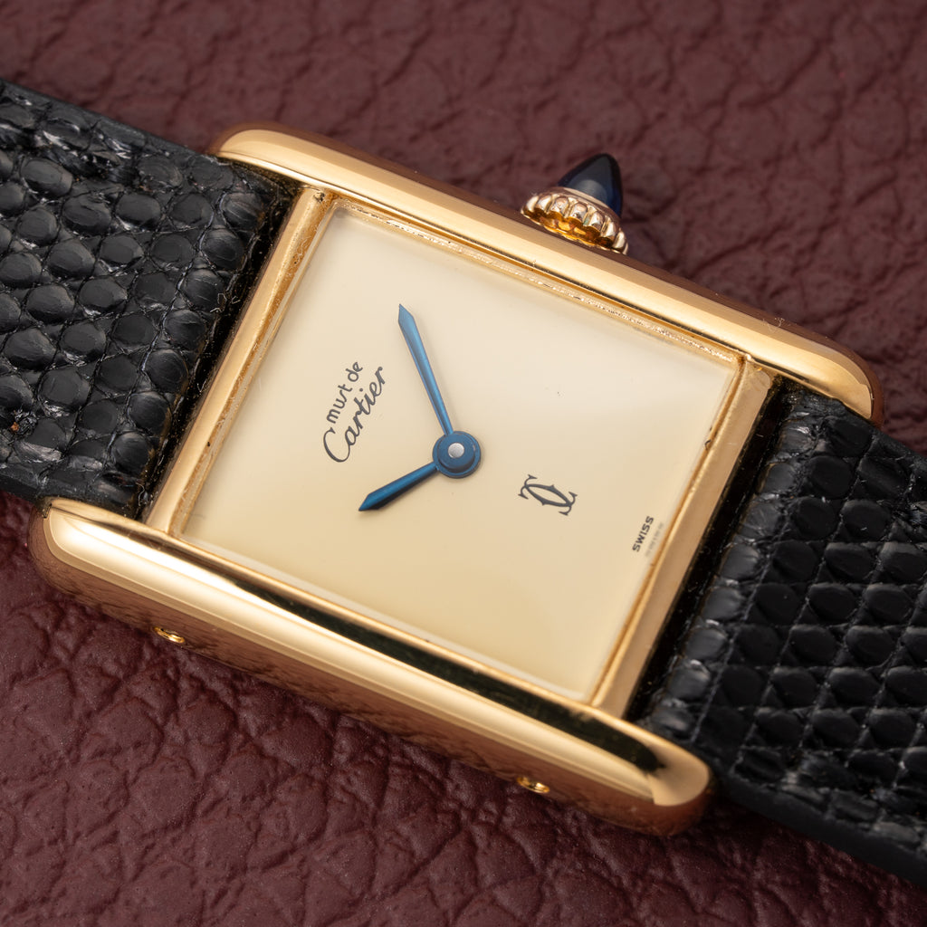Cartier Tank Must de Lemon Dial Vermeil PM SM from 1980s