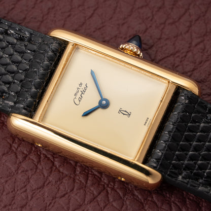 Cartier Tank Must de Lemon Dial Vermeil PM SM from 1980s