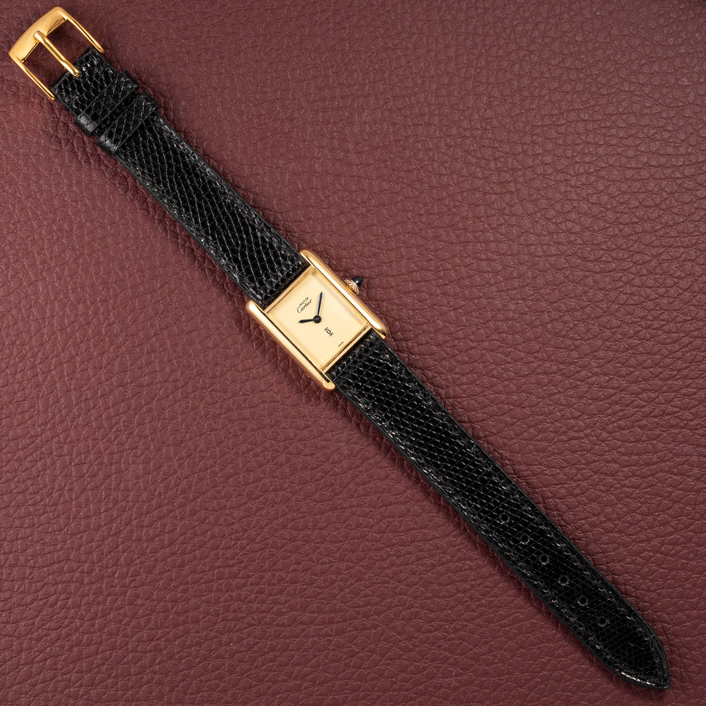 Cartier Tank Must de Lemon Dial Vermeil PM SM from 1980s