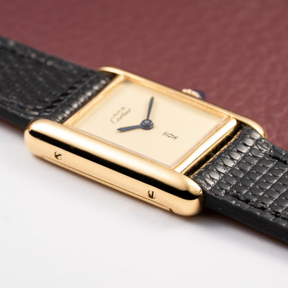 Cartier Tank Must de Lemon Dial Vermeil PM SM from 1980s