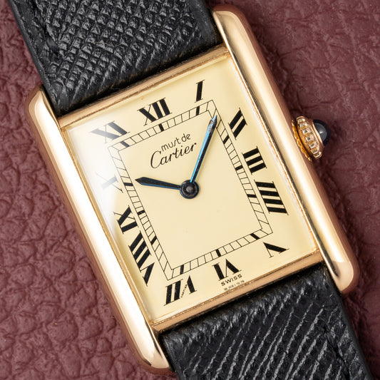 Cartier Must de Tank Vermeil Lemon Roman GM 1980s